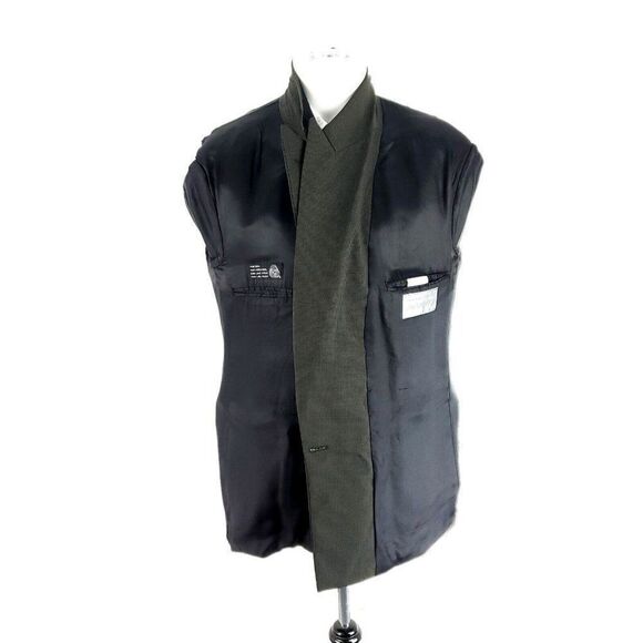 Lord & Taylor Wool Double Breasted Peak Lapel Blazer 40R Green Star Check - Picture 10 of 11